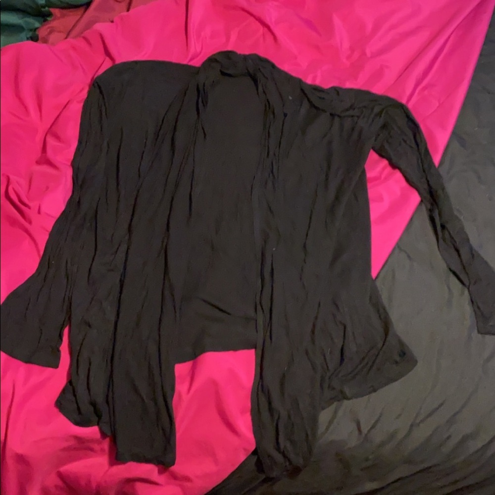 Black thin cotton long sleeve sweater